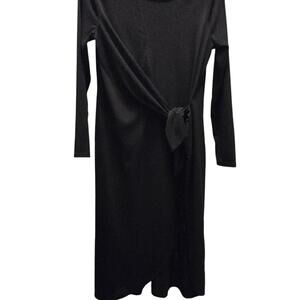Who What Wear Elegant Black‎ Long Sleeve Dress with Side Knot Detail